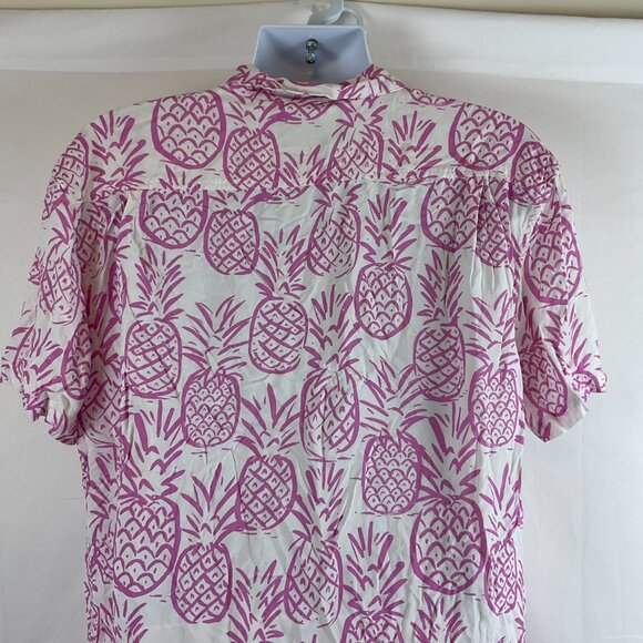 Chubbies Hawaiian Shirt XL White Lavender Pineapple Print Button Front Short Sle - Picture 7 of 9